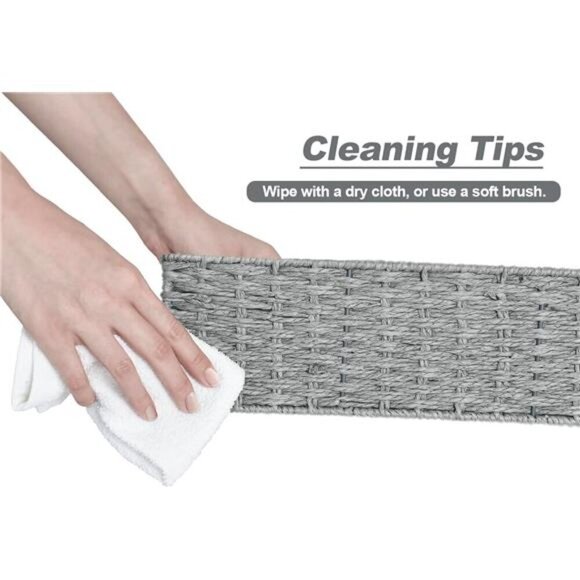 3-Section Wicker Baskets for Shelves,Hand-Woven Round Paper Rope Storage Baskets - Picture 5 of 8